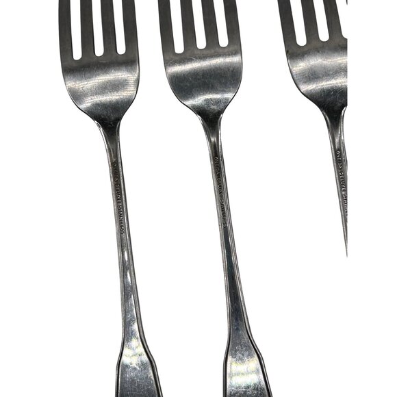 Oneida Silver Village Stainless Dinner Forks Set Of 4 Deluxe Burnish Hdl Black A - Picture 4 of 4
